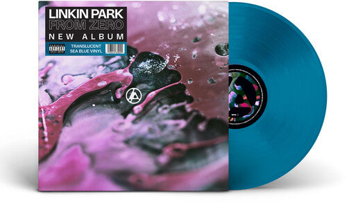 Linkin Park - From Zero album cover and blue vinyl. 