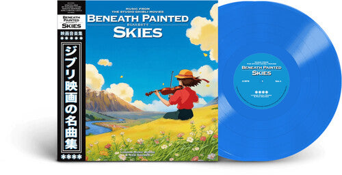 London Music Works - Beneath Painted Skies: Music From the Studio Ghibli Movies album cover and blue vinyl. 