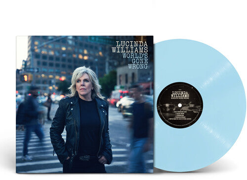 Lucinda Williams - World's Gone Wrong album cover and light blue vinyl