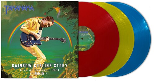 Masayoshi Takanaka - Rainbow Goblins Story Live at Budokan 1981 album cover and red, yellow, and blue vinyl