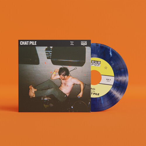 Chat Pile - Masks cover art and 7" blue marble vinyl