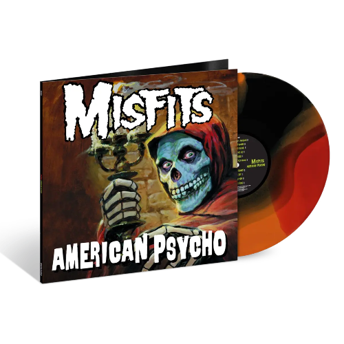 Misfits - American Psycho album cover and red, orange, and black vinyl. 