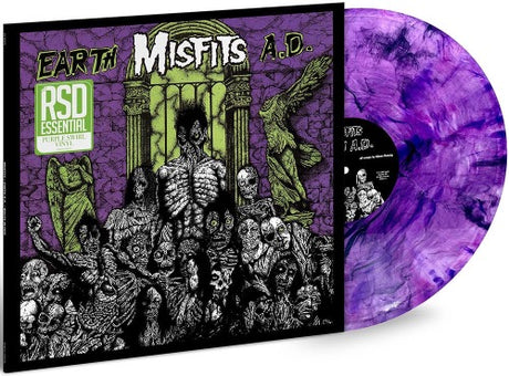 Misfits - Earth A.D. / Wolf's Blood album cover and purple swirl vinyl. 