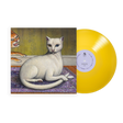 Mitski "Nothing's About to Happen to Me" album cover with a cat illustration on the cover, shown with a Yellow vinyl record