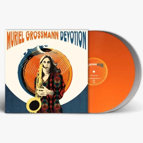 Muriel Grossmann - Devotion album cover and orange/silver 2LP vinyl. 