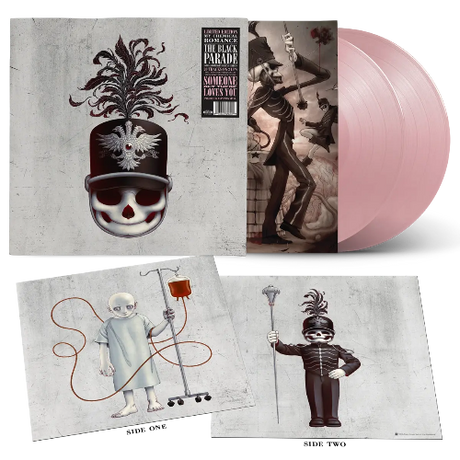 My Chemical Romance - The Black Parade album cover, inserts, and 2LP baby pink vinyl. 