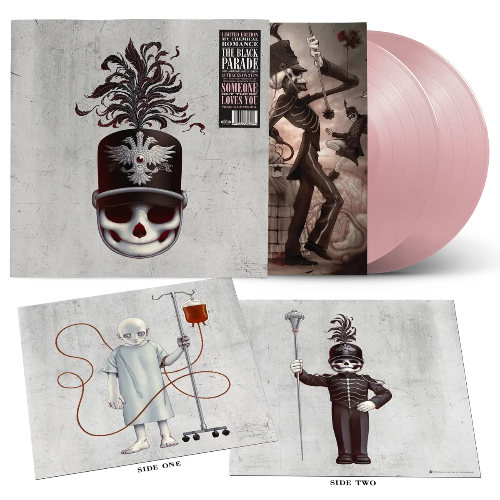 My Chemical Romance - The Black Parade album cover, inserts, and 2LP baby pink vinyl. 