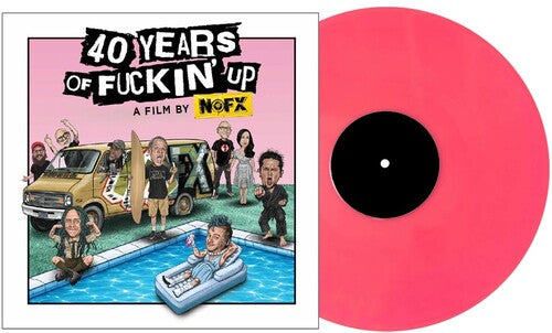 NOFX - 40 Years of F***in' Up album cover and pink vinyl. 