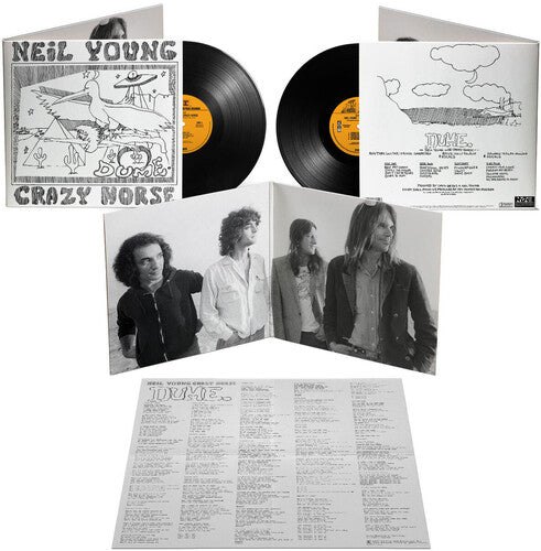 Neil Young & Crazy Horse - Dume album cover (front and back), 2LP black vinyl, and inserts. 
