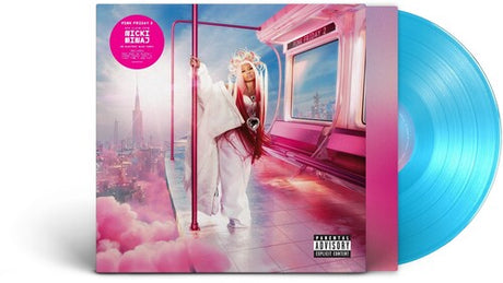 Nicki Minaj - Pink Friday 2 album cover and blue vinyl. 