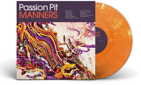 Passion Pit - Manners album cover and orange vinyl. 