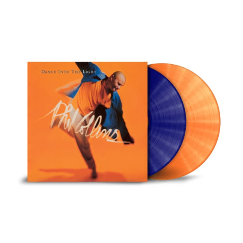 Phil Collins - Dance Into The Light album cover and 2LP dark blue and orange vinyl. 