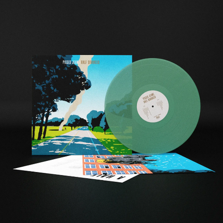 Pissed Jeans - Half Divorced album cover and green vinyl. 