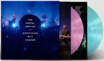 Postal Service - Everything Will Change album cover, lavender vinyl, & blue vinyl. 