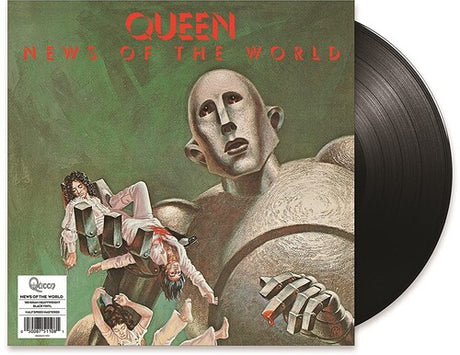 Queen - News of the World album cover shown with black vinyl record