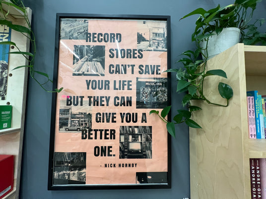 Pink Record Stores Can't Save Your Life But THey Can Give You A Better One. -NIck Hornby Poster 