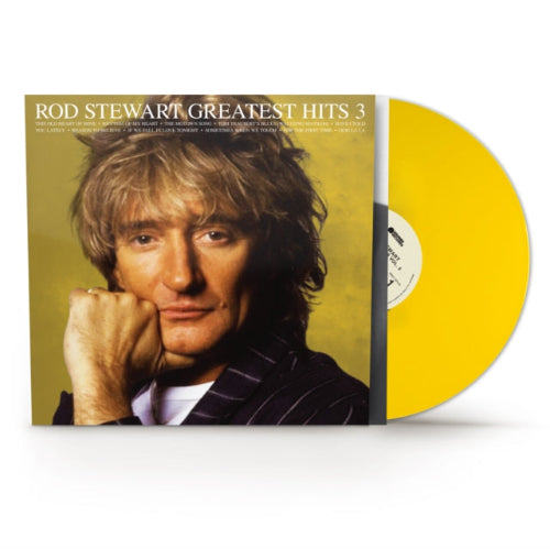 Rod Stewart - Greatest Hits Vol.3 album cover and yellow vinyl. 