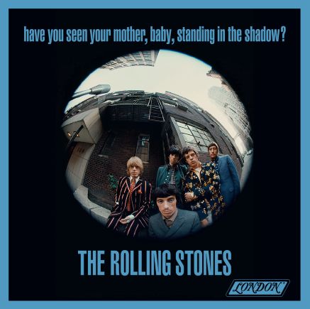 Album cover of 'The Rolling Stones' with a fisheye lens effect and text.