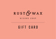 Gift card for Rust & Wax Record Shop on a pink background