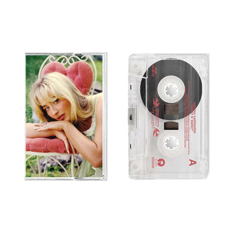 Sabrina Carpenter "Short n Sweet" alternate cassette tape cover shown with a clear cassette tape