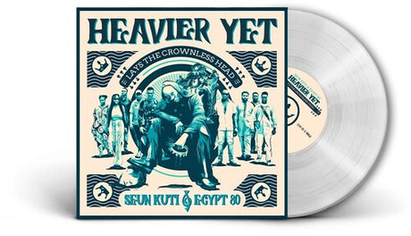 Seun Kuti & Egypt 80 "Heavier Yet" album cover shown with a metallic silver vinyl record