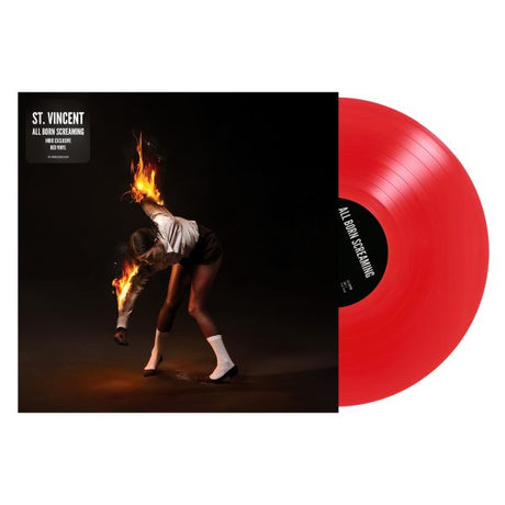 St. Vincent - All Born Screaming album cover shown with red colored vinyl record