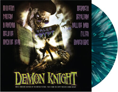 Various Artists - TALES FROM THE CRYPT PRESENTS: Demon Knight album cover and blue splatter vinyl. 