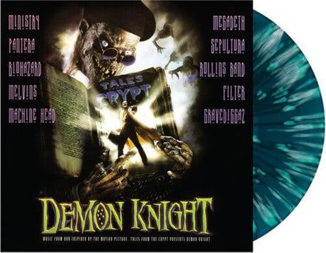 Various Artists - TALES FROM THE CRYPT PRESENTS: Demon Knight album cover and blue splatter vinyl. 