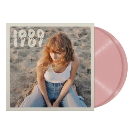 Taylor Swift - 1989 Taylor's Version album cover shown with 2 rose garden pink colored vinyl records
