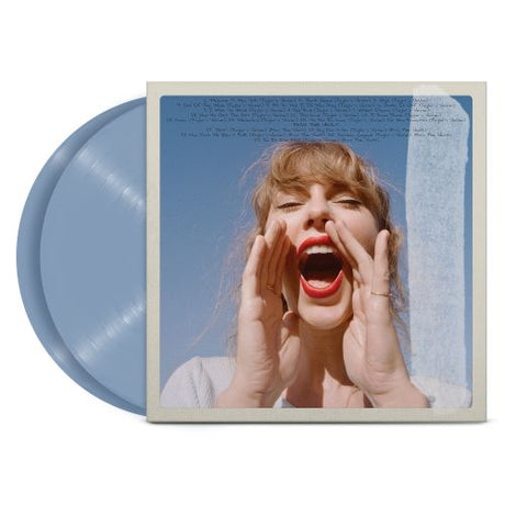 Taylor Swift - 1989 (Taylor's Version) back of album cover shown with 2 sky blue colored vinyl records