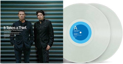 Thievery Corporation - It Takes a Thief album cover and 2LP coke bottle green vinyl. 