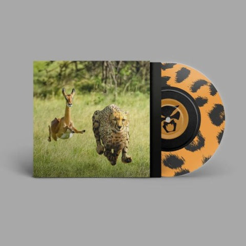 Thundercat & Tame Impala - No More Lies 7" album cover shown with 7" cheetah-print colored vinyl record
