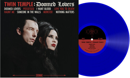 Twin Temple - Doomed Lovers album cover and blue vinyl. 