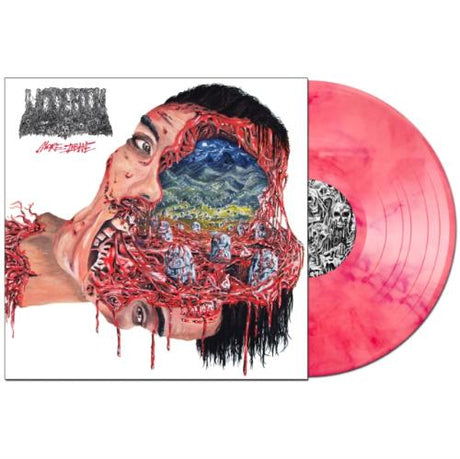 Undeath - More Insane album cover and red vinyl. 