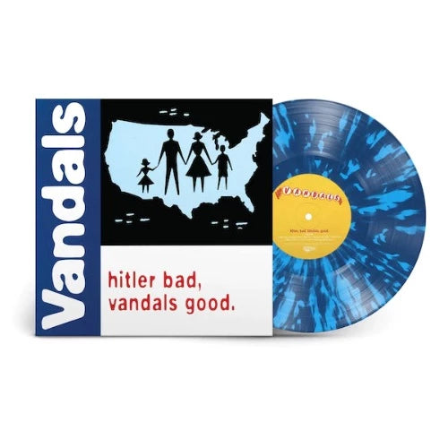 The Vandals - Hitler Bad, Vandals Good. album cover and blue & white splatter vinyl. 