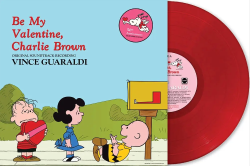 Vince Guaraldi - Be My Valentine, Charlie Brown album cover and red vinyl. 