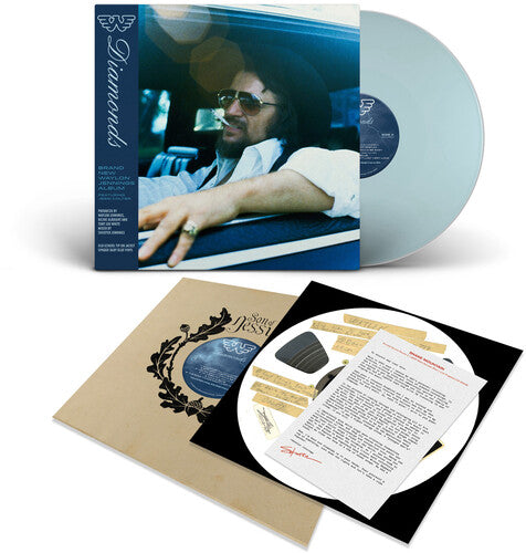 Waylon Jennings - Diamonds album cover and light blue vinyl. 