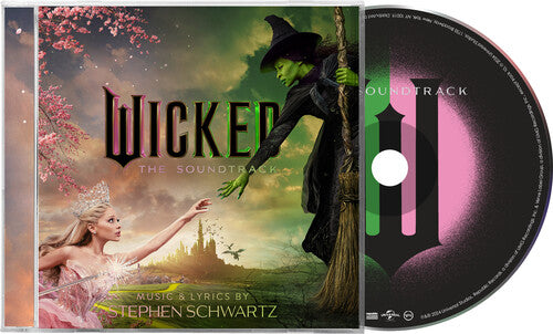 Wicked: The Soundtrack CD album cover shown with a CD featuring the wicked logo