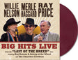 Willie, Merle & Ray "Big Hits Live from the Last of the Breed Tour" album cover shown with a maroon colored vinyl record