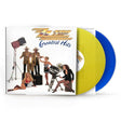 ZZ Top - Greatest Hits album cover and 2LP yellow and blue vinyl. 