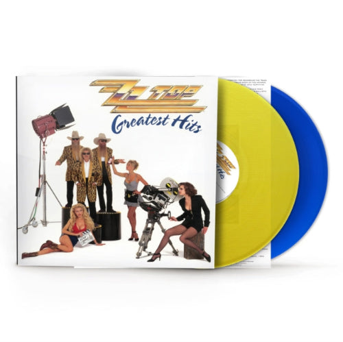 ZZ Top - Greatest Hits album cover and 2LP yellow and blue vinyl. 
