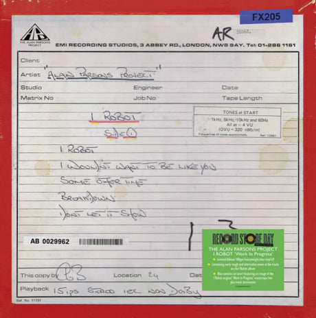 The Alan Parsons Project - I Robot (Work In Progress) album cover 