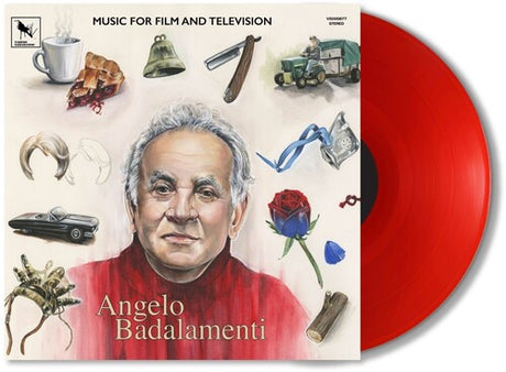 Angelo Badalementi music for film and television album cover with a red vinyl record 