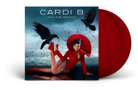 Cardi B - Am I The Drama? album cover and 2LP red vinyl. 