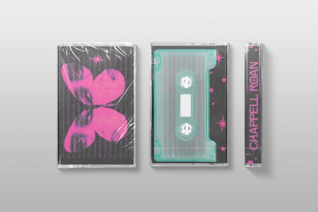 Chappell Roan "The Rise and Fall of a Midwest Princess" cassette tape cover, shown with the back of cassette tape and the spine of the cassette holder