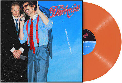 Darkness - Dreams On Toast album cover and orange vinyl. 