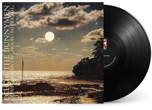 Echo and the bunnymen killing moon single cover with a black vinyl record