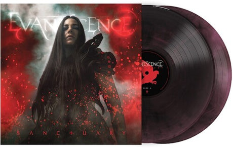 Evanescence - Sanctuary album cover and 2LP purple and black marble vinyl