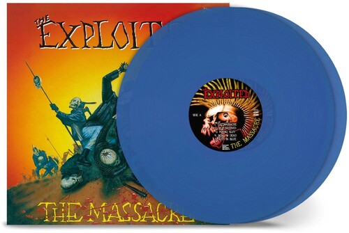 The Exploited - The Massacre album cover and 2LP blue vinyl. 