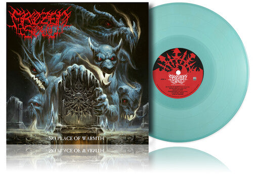 Frozen Soul - No Place Of Warmth album cover and blue vinyl. 